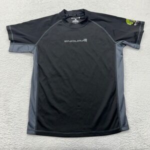 Endura Mens Black Grey GROC Trail Crew Cycling Jersey Short Sleeve Size M